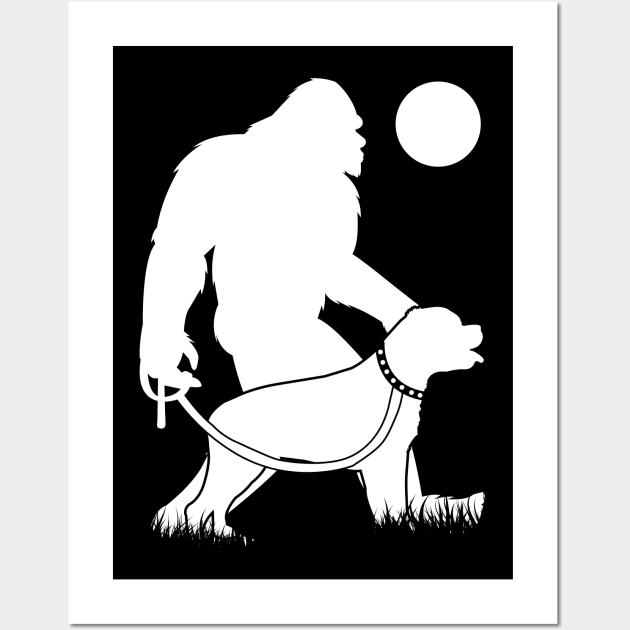 Bigfoot Walking Rottweiler Dog Wall Art by Tesszero